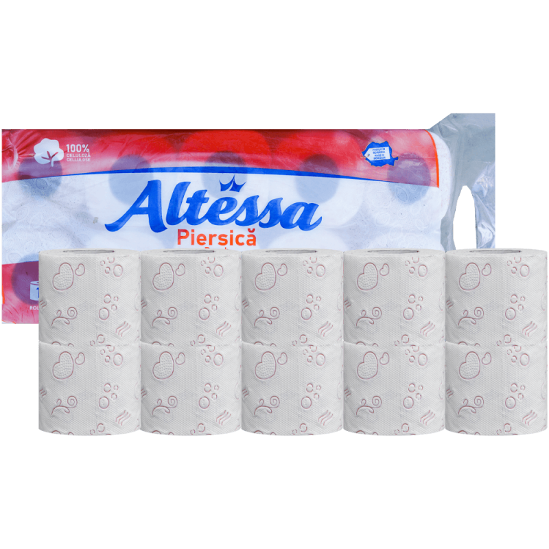Hartie igienica parfumata piersica 3 straturi 110 foi 10 role Altessa